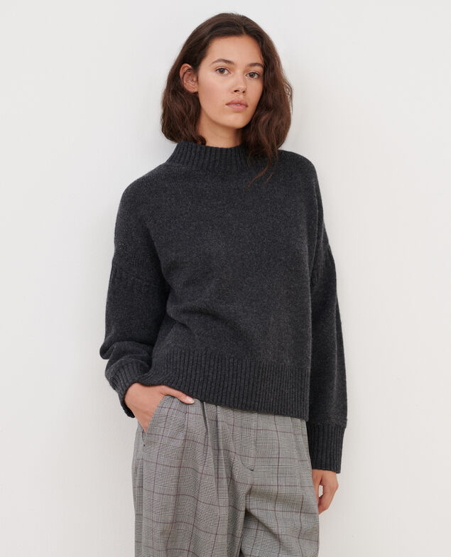Merino wool blend funnel neck jumper