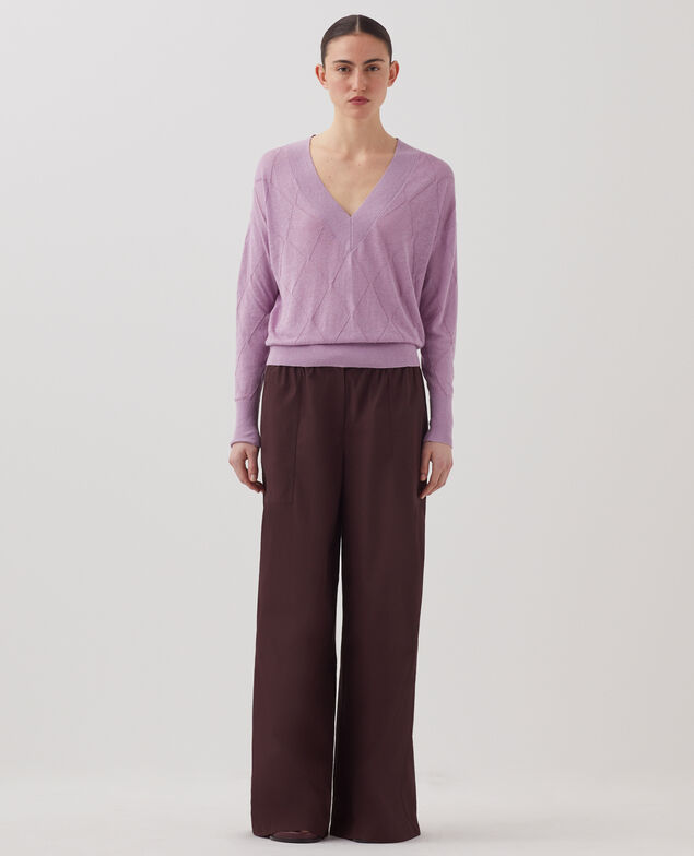 Long-sleeve V-neck jumper J720 lavender herb