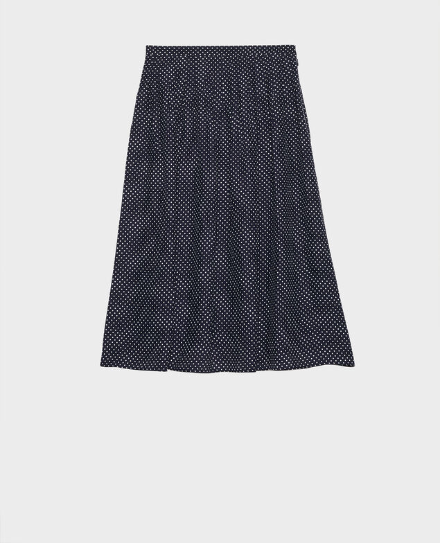 100% silk skirt Dots maritime blue