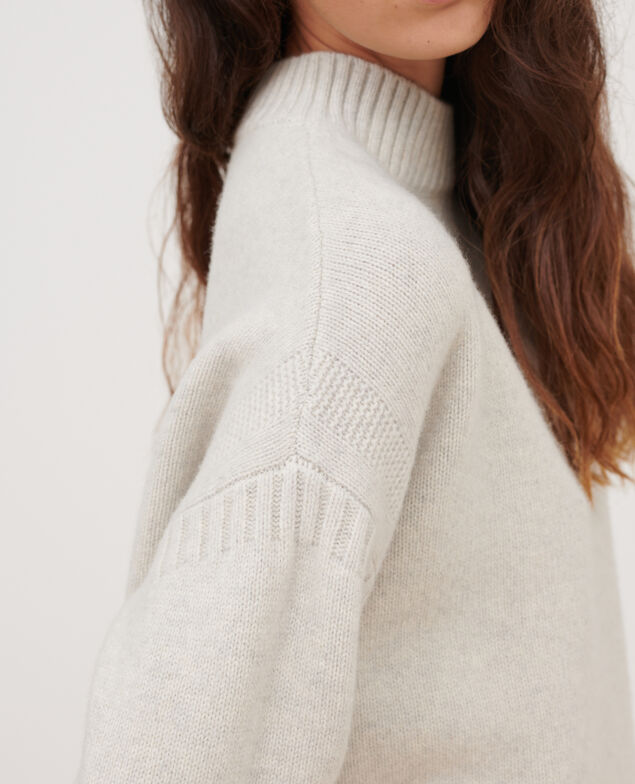 Merino wool blend funnel neck jumper A009 white knit 3wju119w37