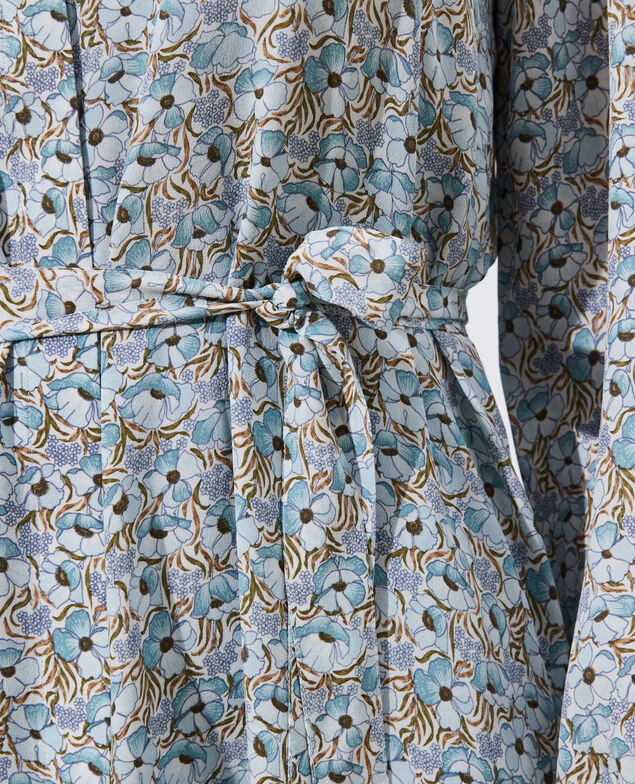 Silk maxi dress Art deco blue