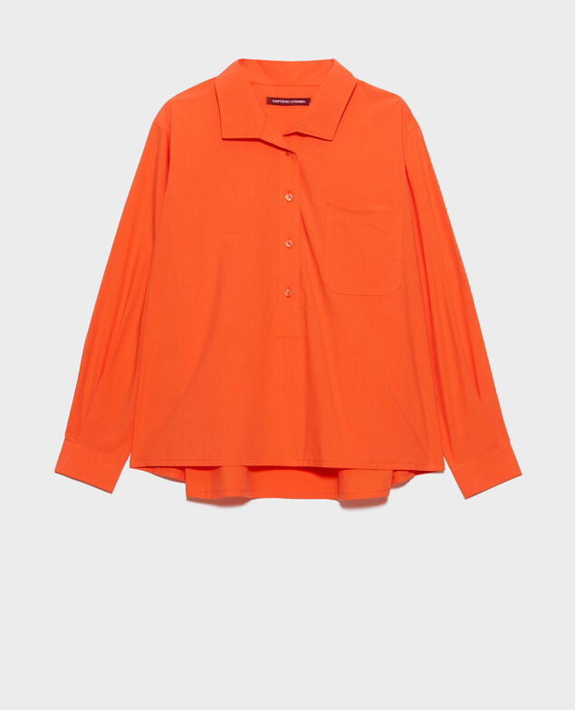 Loose cotton kaftan shirt 0250 tiger lily orange 3sbl018c12