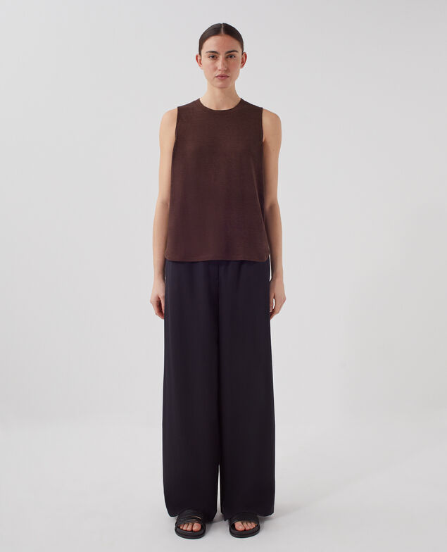 MARCELLE - Linen tank top U190 wine