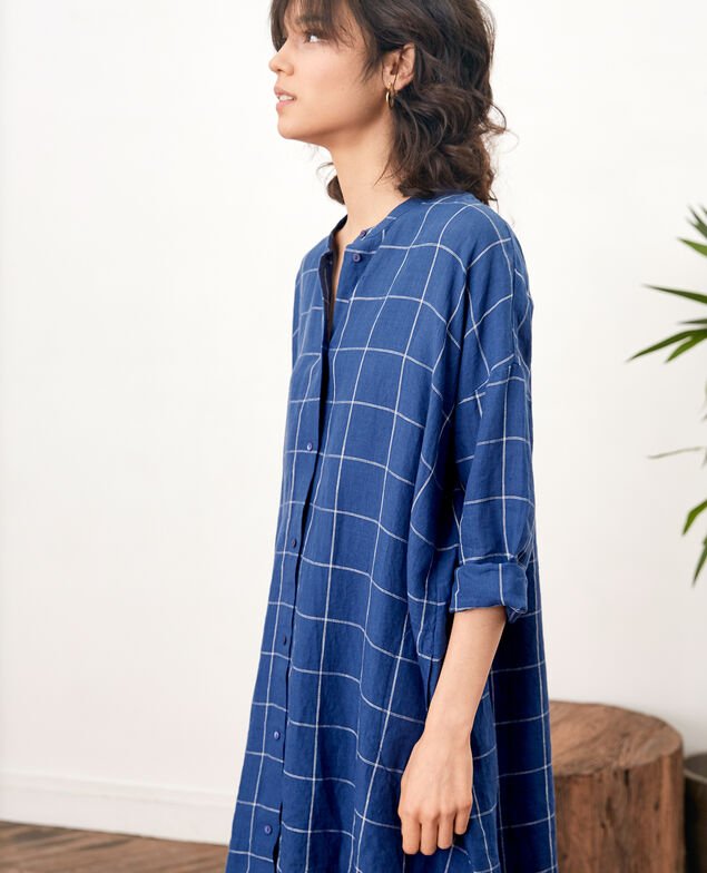 Loose linen dress  Indigo