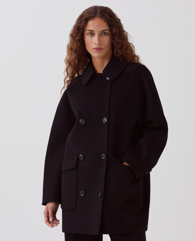 Double-sided wool and cashmere peacoat