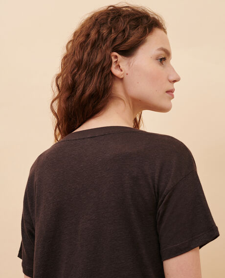 SARAH - Linen V-neck t-shirt Mole Locmelar