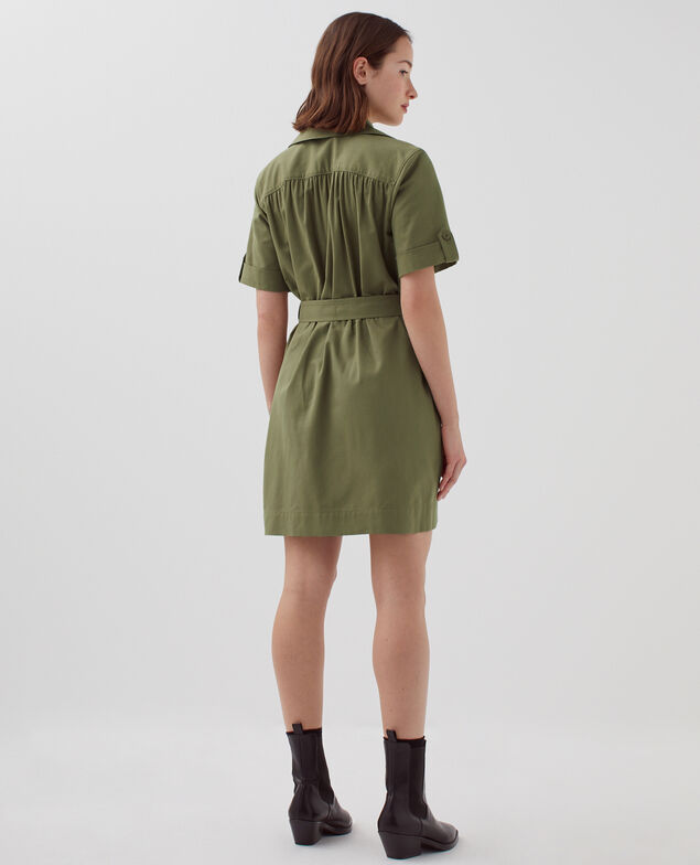 Zip-up cargo dress I560 covert green