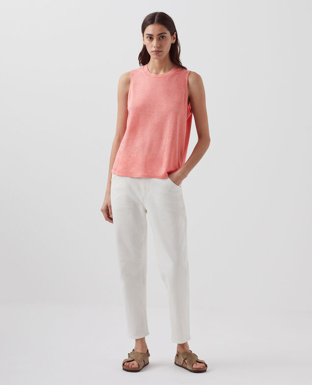 MARCELLE - Linen tank top H101 silver pink