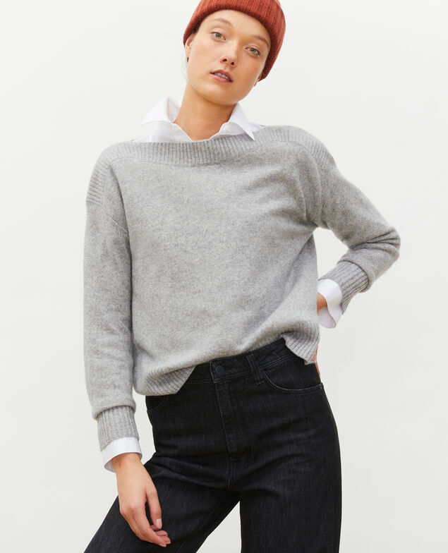 Cashmere boatneck jumper Light grey melange