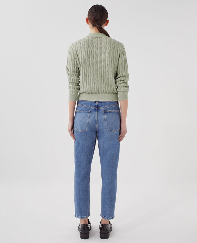 Cotton polo neck jumper U520 green