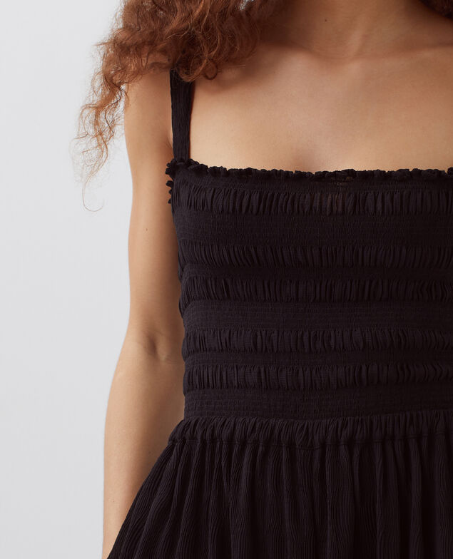 Silky smock jumpsuit H091 black beauty