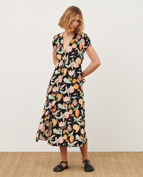 LUDIVINE - Long dress 0909 black aubepine 3sdr167v02