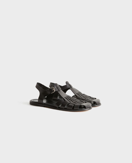 Braided leather sandals 8853 09 black 3ss062