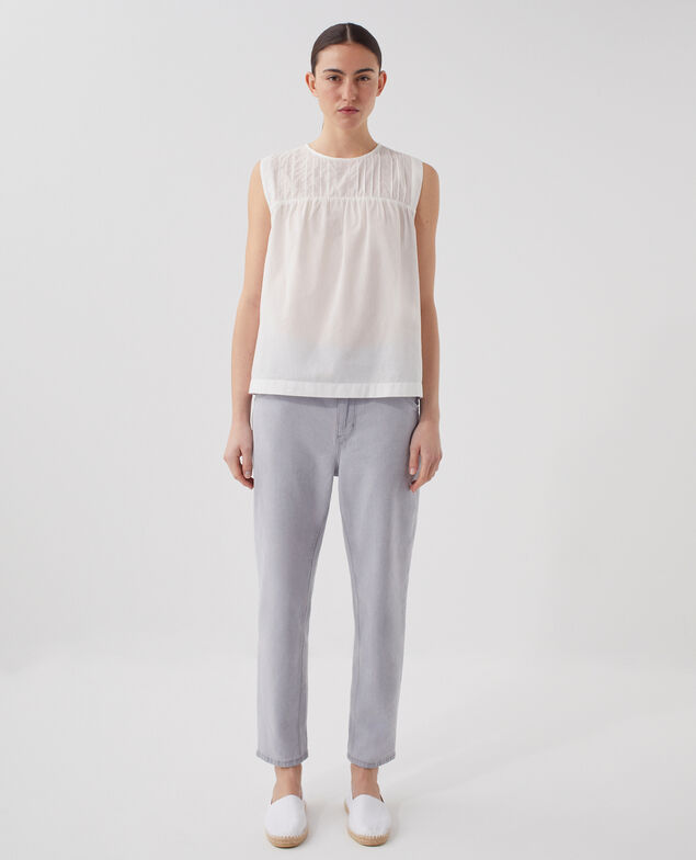 Cotton voile sleeveless top H013 gardenia