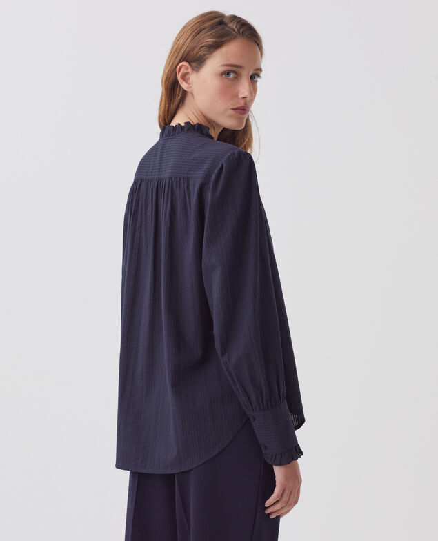 Long-sleeve cotton shirt H695 night sky