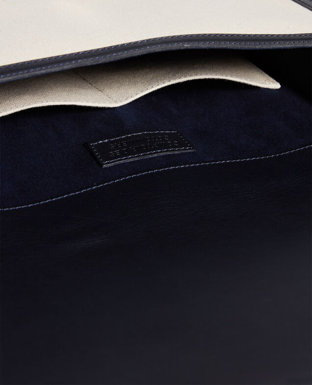 Canvas and leather flap bag Gardenia maritime blue