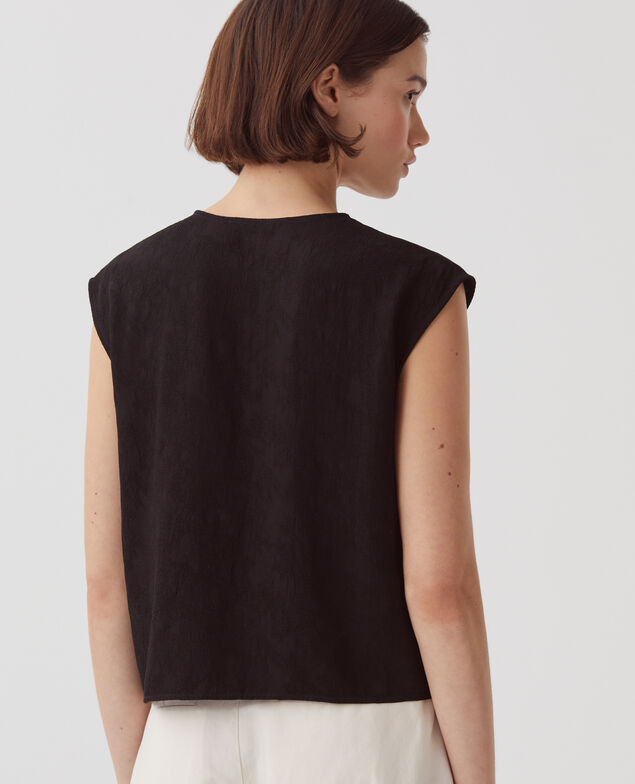 Loose cable knit vest top H091 black beauty