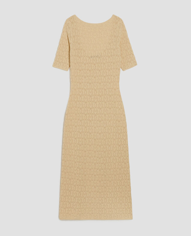 Textured cotton crochet maxi dress J300 natural