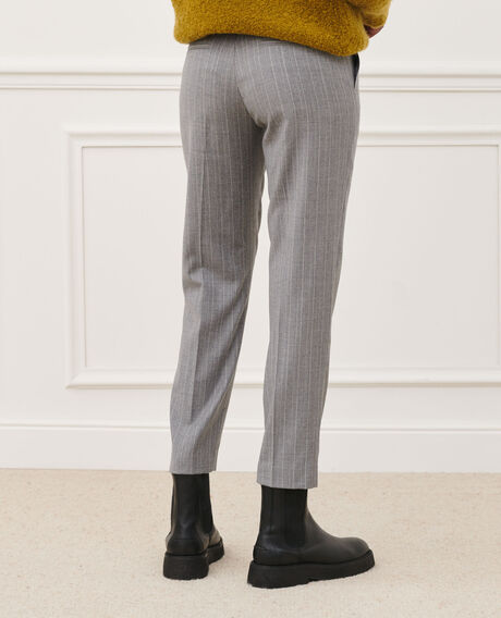 MARGUERITE - Cigarette trousers 6005 light grey stripe Peasy