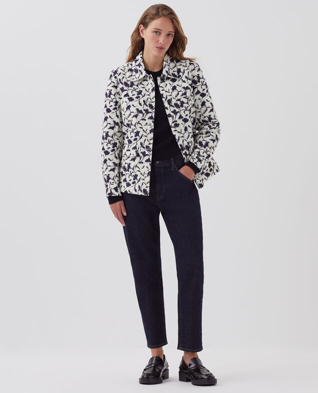 Quilted cotton jacket I017 new fl ikat ecru