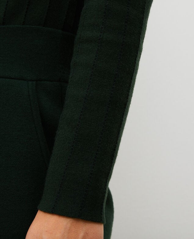 Merino wool funnel neck jumper Military black jacquard