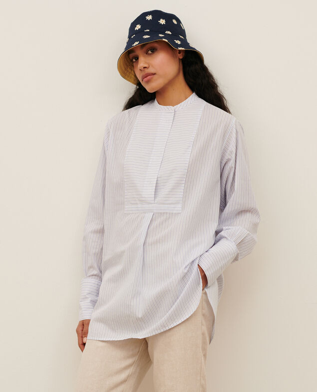 Cotton shirt with high-low hem
