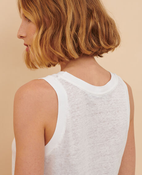 Sleeveless linen T-shirt 4235 optical white 3ste180f05