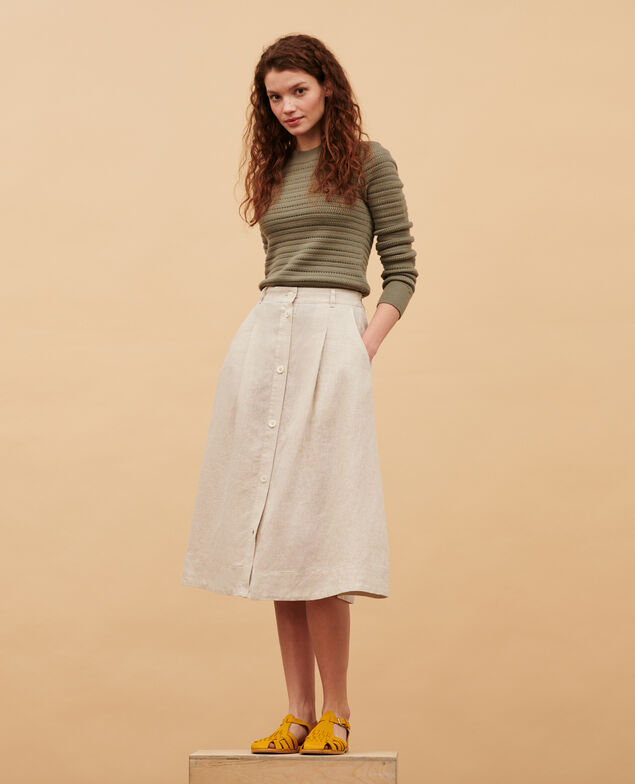 Linen midi skirt 0305 natural