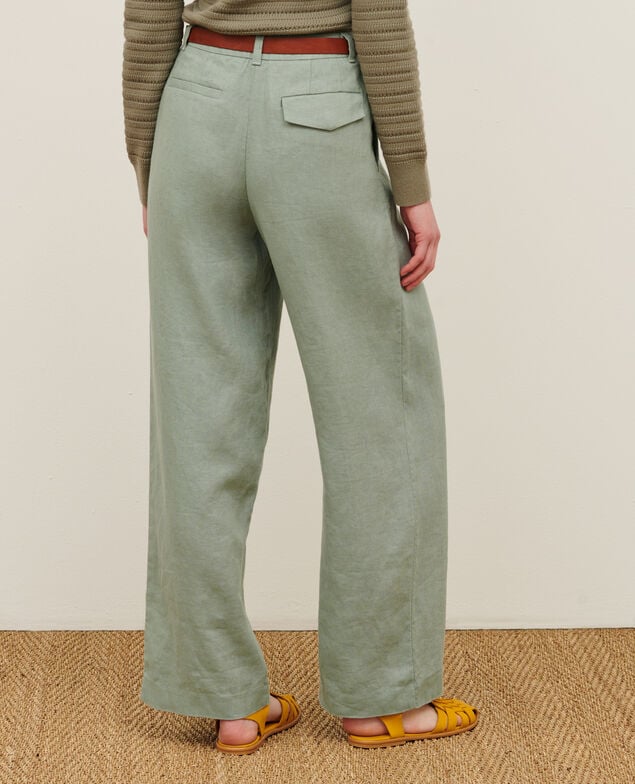 YVONNE - Wide linen trousers 07 gray