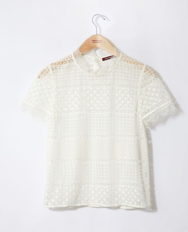 Openwork lace blouse White