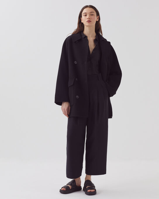 Double-sided wool and cashmere peacoat A091 BLACK