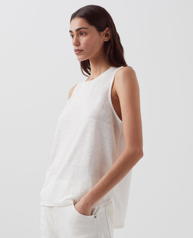 MARCELLE - Linen tank top H001 brillant white
