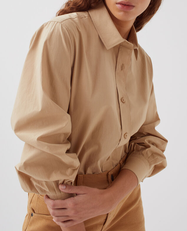 Loose cotton shirt H322 travertine