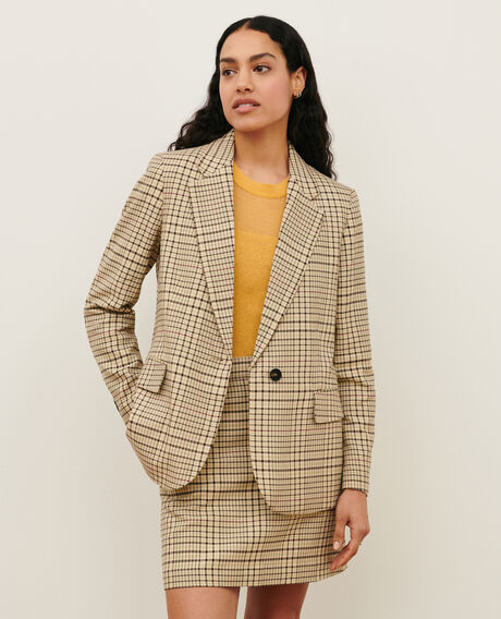 Cotton blend blazer 0400 cream checks 3sja272c04