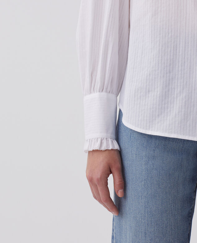 Long-sleeve cotton shirt H013 gardenia