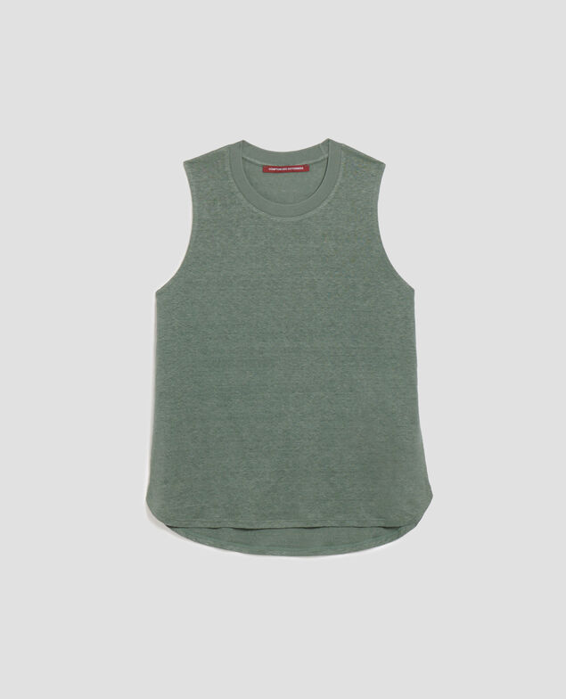 MARCELLE - Linen tank top U570 olive