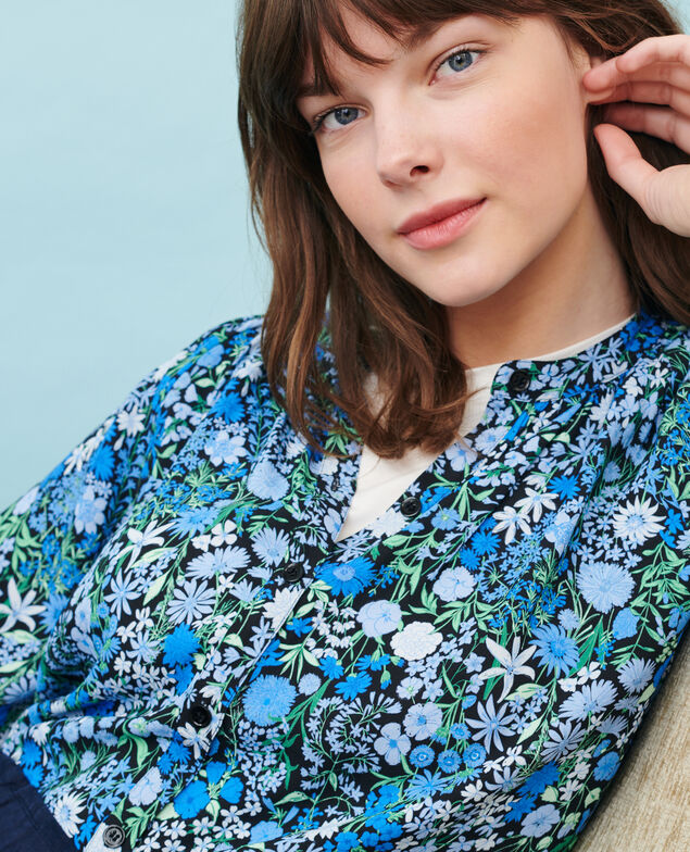 Loose printed blouse 98 print blue