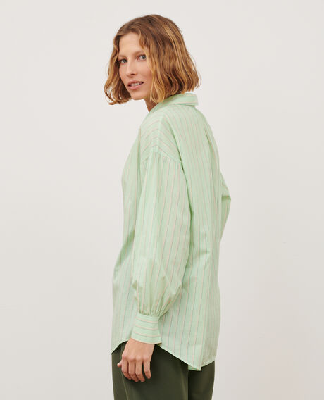 Cotton tunic shirt 0511 green stripe 3ssh283c21
