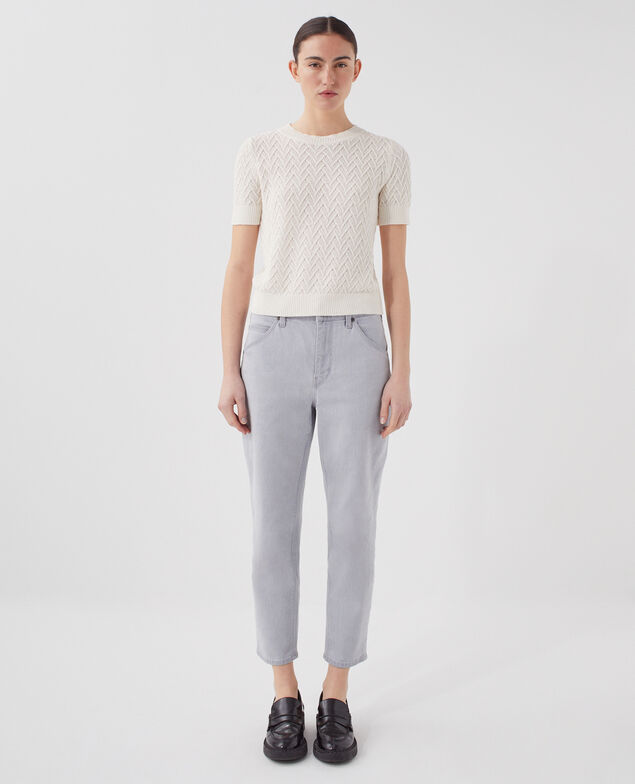 Short-sleeve linen jumper H303 white swan