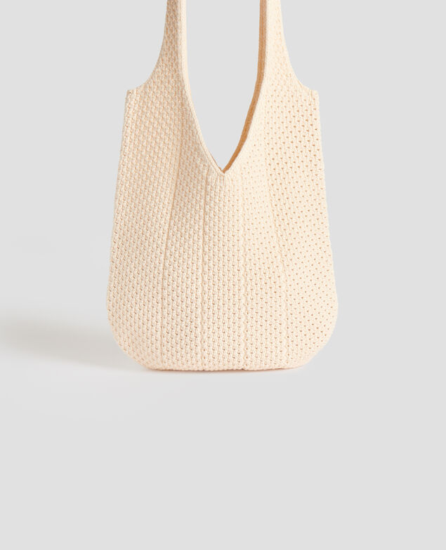 Cotton crochet tote bag J300 natural