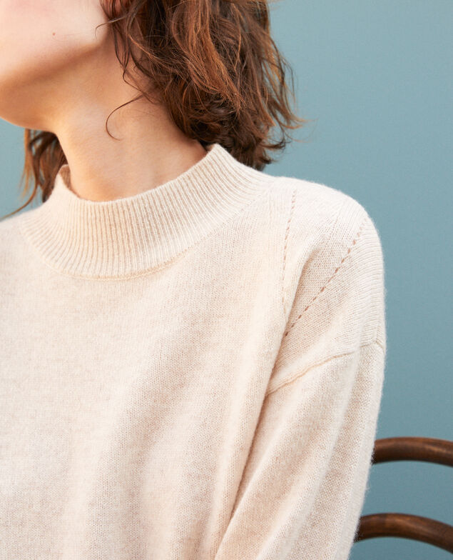  Cashmere jumper with high collar  Beige