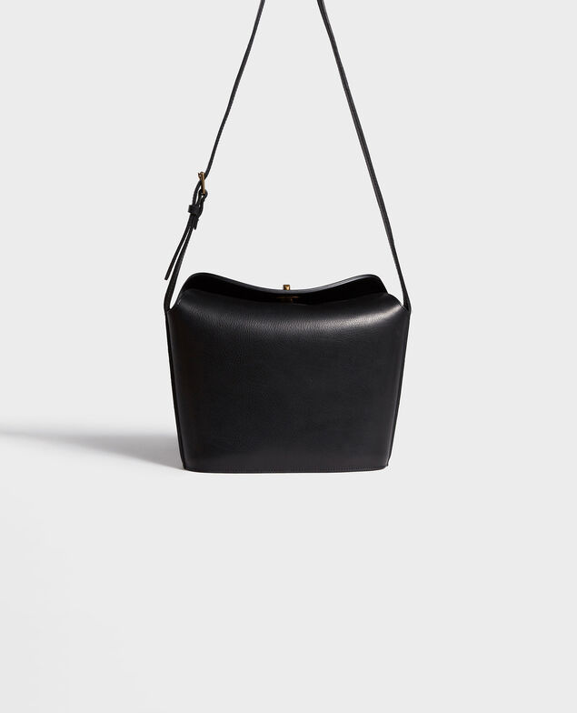  Leather handbag with short shoulder strap Black beauty
