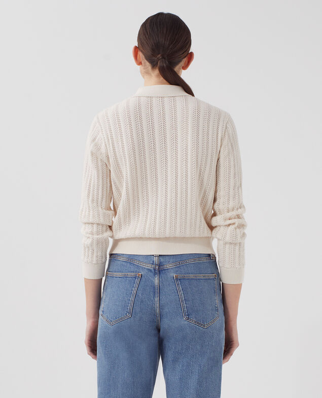 Cotton polo neck jumper U010 off white
