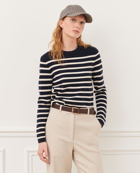 MADDY - Striped merino wool jumper Stp nv wht Liselle