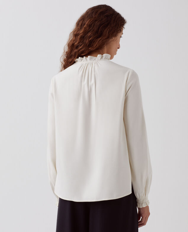 Ruffle neck blouse I012 papyrus creme