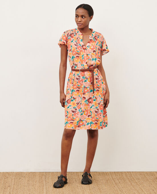 Silky printed dress 0230 FAUVE ORANGE