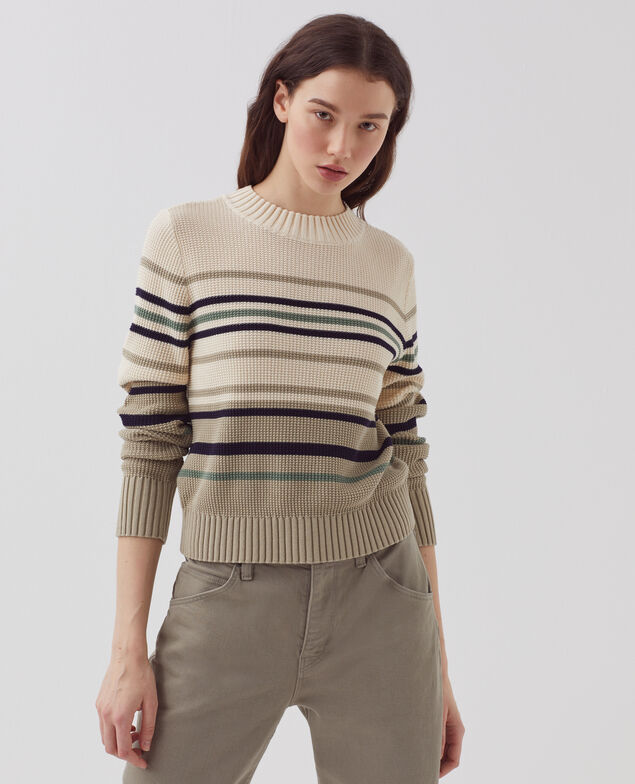 Round neck cotton jumper H301 st albore terre