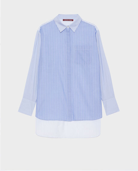 Cotton shirt with high-low hem 0622 blue medium stripes 3ssh038c21
