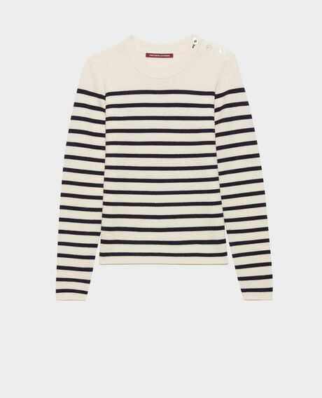 MADDY - Striped merino wool jumper 8842 01 offwhite 2wju244w21