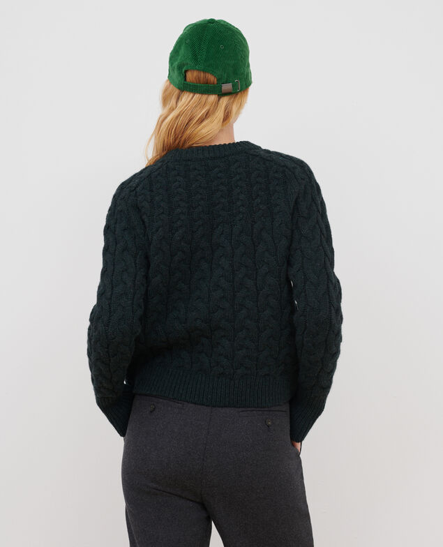 Merino wool blend round neck jumper A591 dark green pine